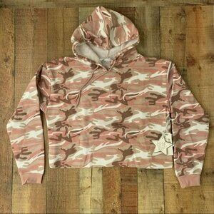 Roma concept by rosee pink camo crop top sweatshirt hoodie - 1X